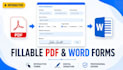 create, design fillable pdf form, word form