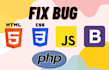 fix bugs in the website HTML CSS js PHP bootstrap