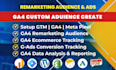 do ga4 custom audience for remarketing ads,fix ga4 reporting ,setup pixel by GTM