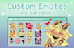 custom cute twitch emotes, subs badges