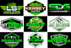 super landscape, grass trimming, and lawn care logo design