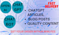 write chatgpt article, blog post, seo content, on any topic