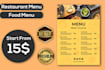 do restaurant menu and food menu to earn more money