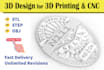 create 3d product design, 3d model, stl files for 3d printing or cnc
