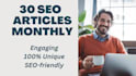 write 30 high quality SEO bulk articles and website content