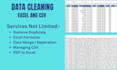 do data cleaning, merging, editing, or separate excel,CSV