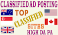 post classified ads on USA canada australia UK classified sites