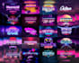 do 80s retro design unique logo with metallic chrome effects