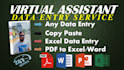 be your virtual assistant for data entry, data scraping, data mining, copy paste