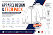 create production ready apparel tech packs and technical flat sketches