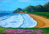 draw a scenery illustration with traditional materials