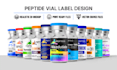 create peptide vial label design and product label design with 3d mockup