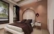 design a stylish and cozy bedroom with 5 realistic visuals and floor plan