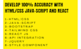 create your front end website using HTML,CSS, and react js