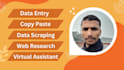 do data entry, web research, data scraping, copy paste