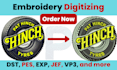 do professional embroidery digitizing to dst pes exp in 1hr