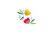 wonderful and beautiful bee two flowers logo
