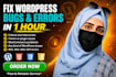 fix wordpress errors, customization issues, and bugs