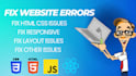 fix HTML CSS javascript website issues, errors, bugs