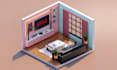 model and render 3d isometric room in sketchup and lumion