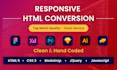 do psd to html, figma to html css bootstrap responsive static website