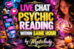 give you a live chat psychic reading within same hour