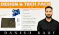 do design denim, jeans pants, and jackets tech pack