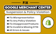 fix google merchant center suspension