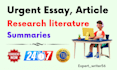 do urgent essay, article, literature research and summary