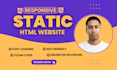 design a stunning HTML landing page or HTML static website