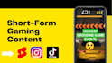 create gaming content for tiktok, reels and youtube shorts