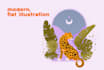 create custom digital illustration in modern flat style