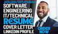 provide standard engineering, software engineer, IT, tech resume writing service