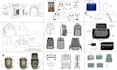 bag technical drawing for manufacturer, backpack, handbag, tote bag and suitcase