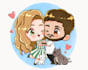 create a cute chibi anime couple illustration gifts