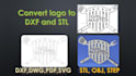 convert your logo to dxf, svg, dwg, stl, step and obj format