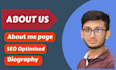 write your bio, about us, and about me pages