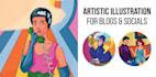 create artistic editorial illustrations for blog, socials
