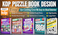 create KDP puzzle book cover and interior design for word search, crossword etc