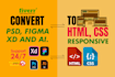 convert PSD to HTML, figma to HTML, xd to HTML, ai to HTML
