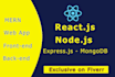 develop web application using react, node, express, mongodb
