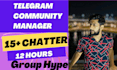 be your telegram community manager with 20 chatter