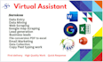 do virtual assistant, copy paste, web research, data collection