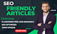 write SEO optimized blog posts, articles, and site content