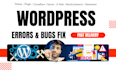 fix wordpress issues, critical errors, debug