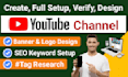 create youtube channel full setup channel banner channel SEO