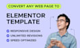 clone, copy any web page into responsive elementor template