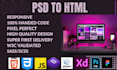 convert PSD to HTML xd to HTML, figma to HTML bootstrap responsive