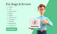 fix javascript, reactjs, typescript, node js bugs and errors
