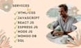 do front end web development using HTML, CSS, javscript, react js